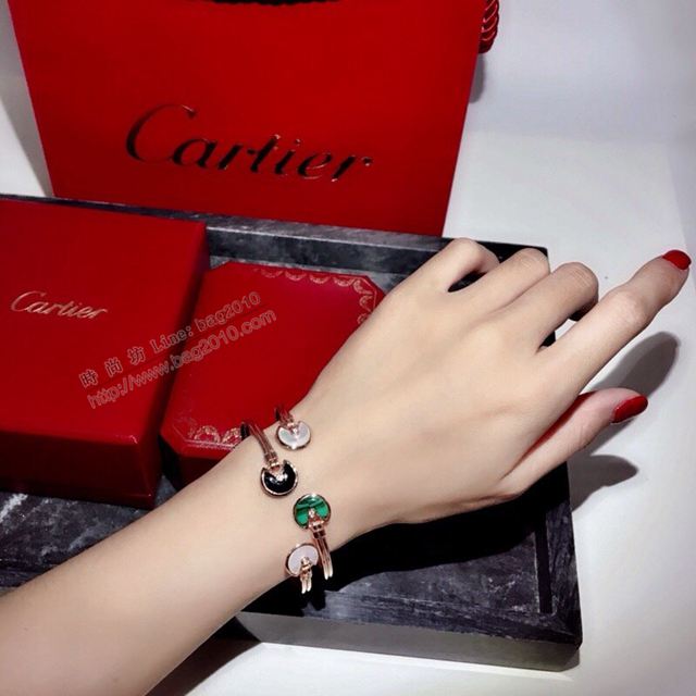 Cartier首飾 卡地亞護身符手鐲 卡地亞Amulette de Cartier系列 進口S925純銀搭配天然貝殼黑瑪瑙  zgk1416